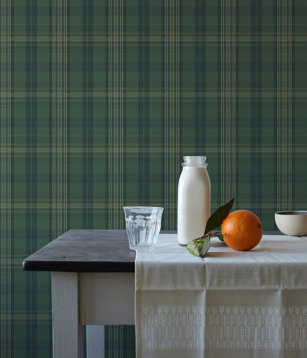 Austin Green Plaid Wallpaper