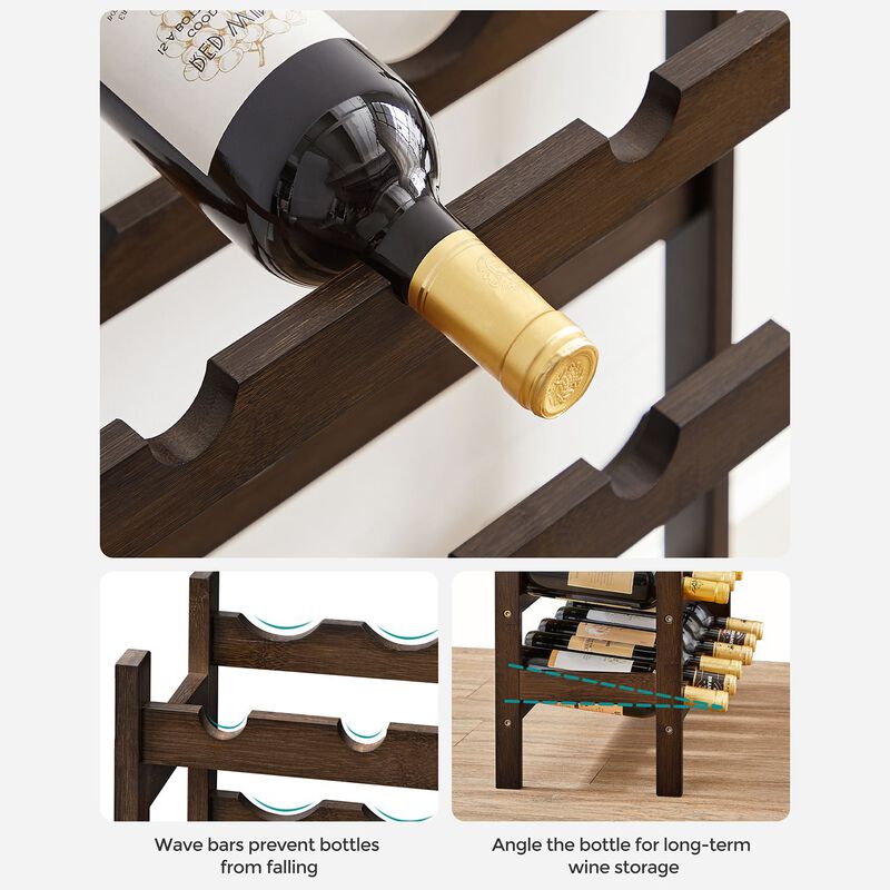 Walnut 5-Tier Wine Rack – Elegant and Sturdy Wine Storage Solution for Any Space