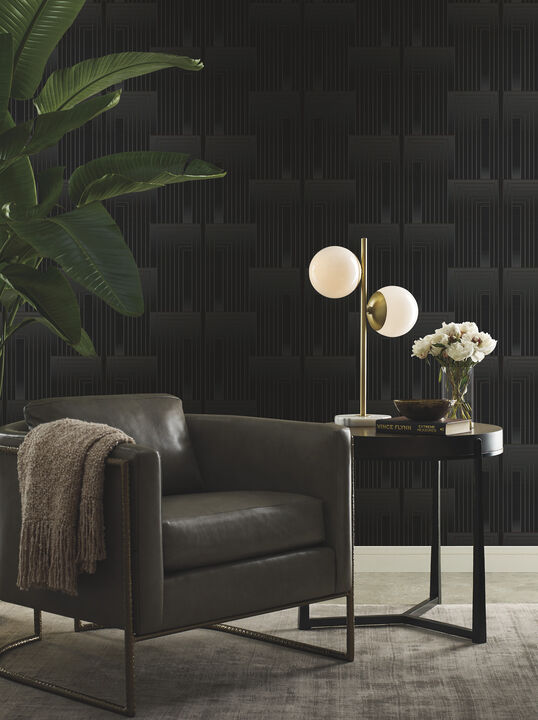 Vanishing Black & Copper Wallpaper