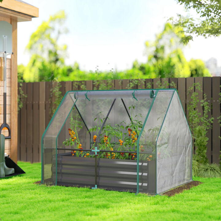 Hivvago Raised Garden Bed with Mini Greenhouse 4x3x1 ft