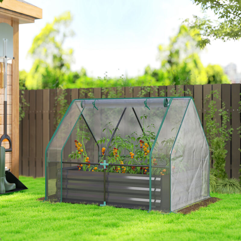 Hivvago Raised Garden Bed with Mini Greenhouse 4x3x1 ft image number 1