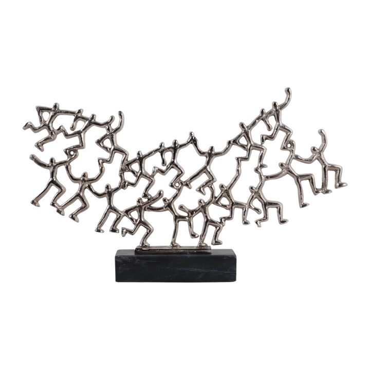 22x13" Party Boys Sculpture, Silver/black