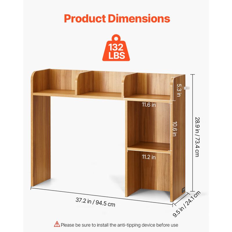 2-Tier Desktop Bookshelf Wood Organizer with Display Shelf for Office image number 2