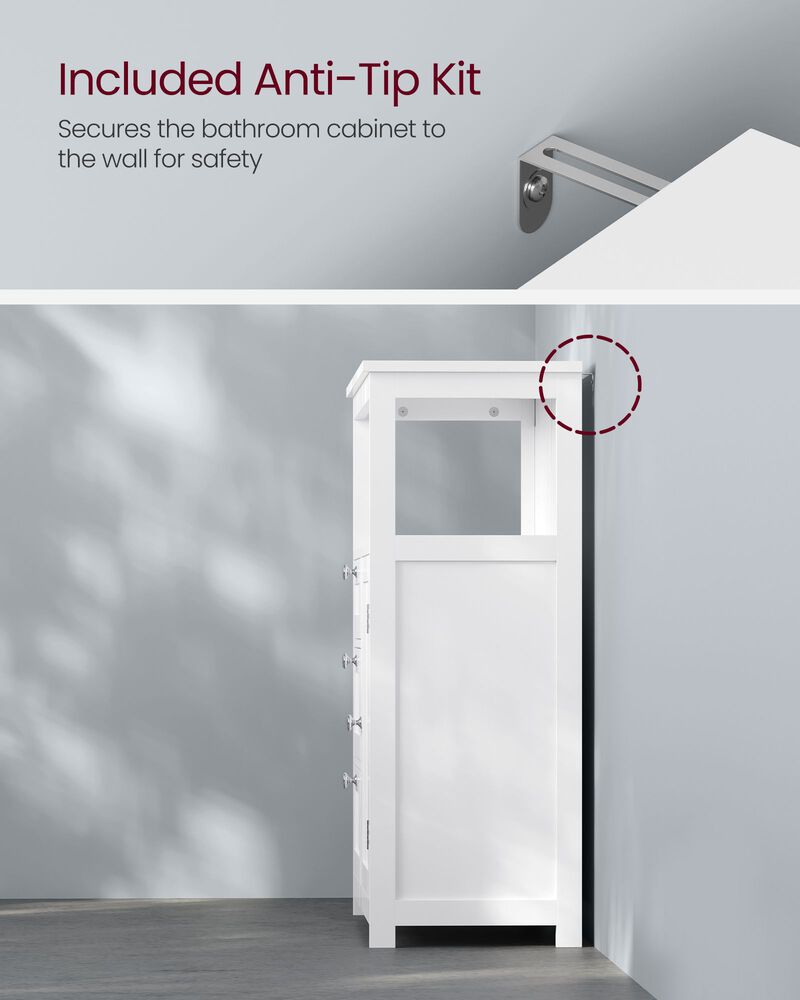 Compact Bathroom Floor Storage Cabinet with Multiple Shelves and Elegant Design