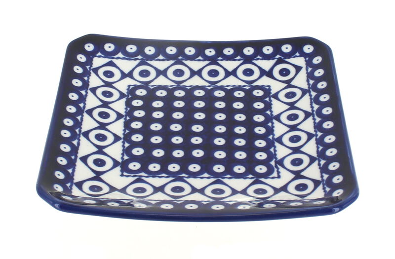 Blue Rose Polish Pottery Zara Square Dessert Plate