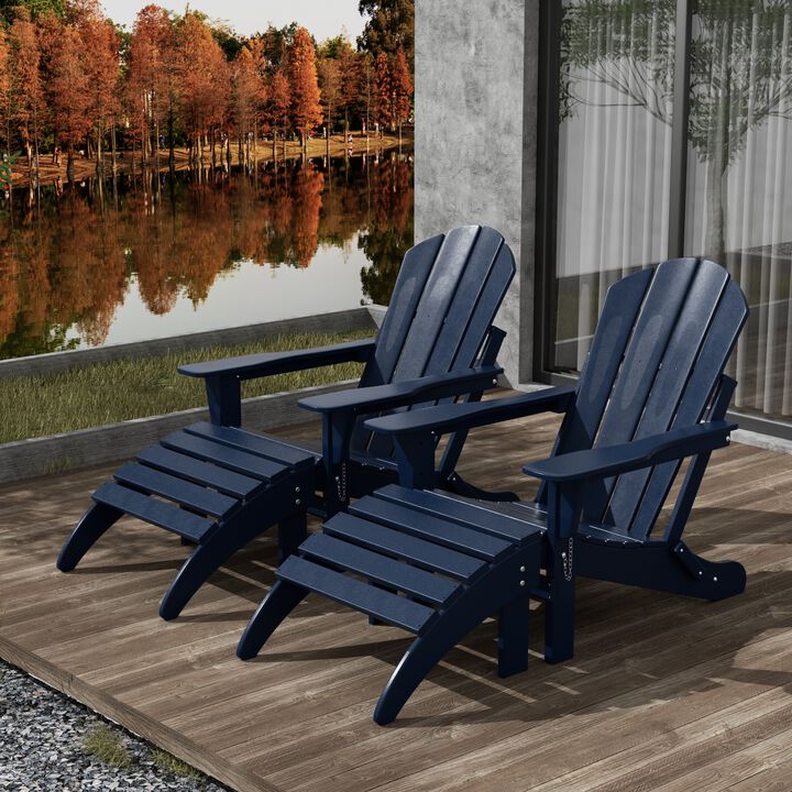 WestinTrends 4-Piece Folding Adirondack Chair With Footrest Ottoman Set