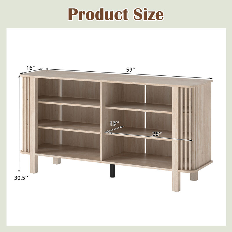 Wood TV Stand with Adjustable Storage Shelves for Home Entertainment image number 2