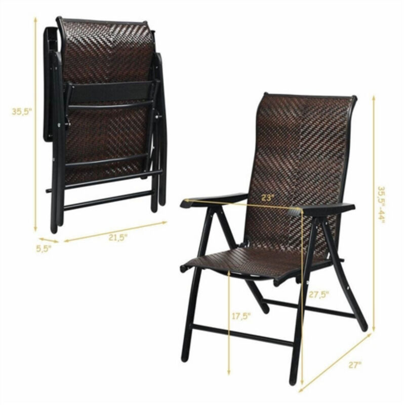 Outdoor Heavy Duty Rattan Folding Patio Chair for Backyard or Deck Seating