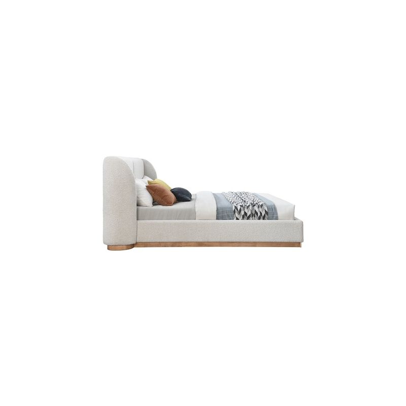 Meridian Furniture Jardin Cream Boucle Fabric King Bed
