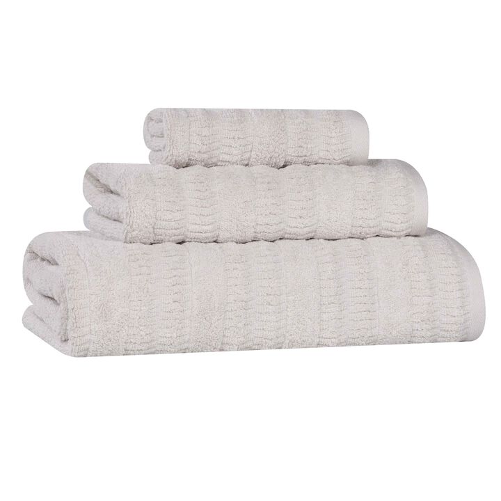 Viscose Cotton Blend Ribbed Bath Towel Set for Bathroom Decor