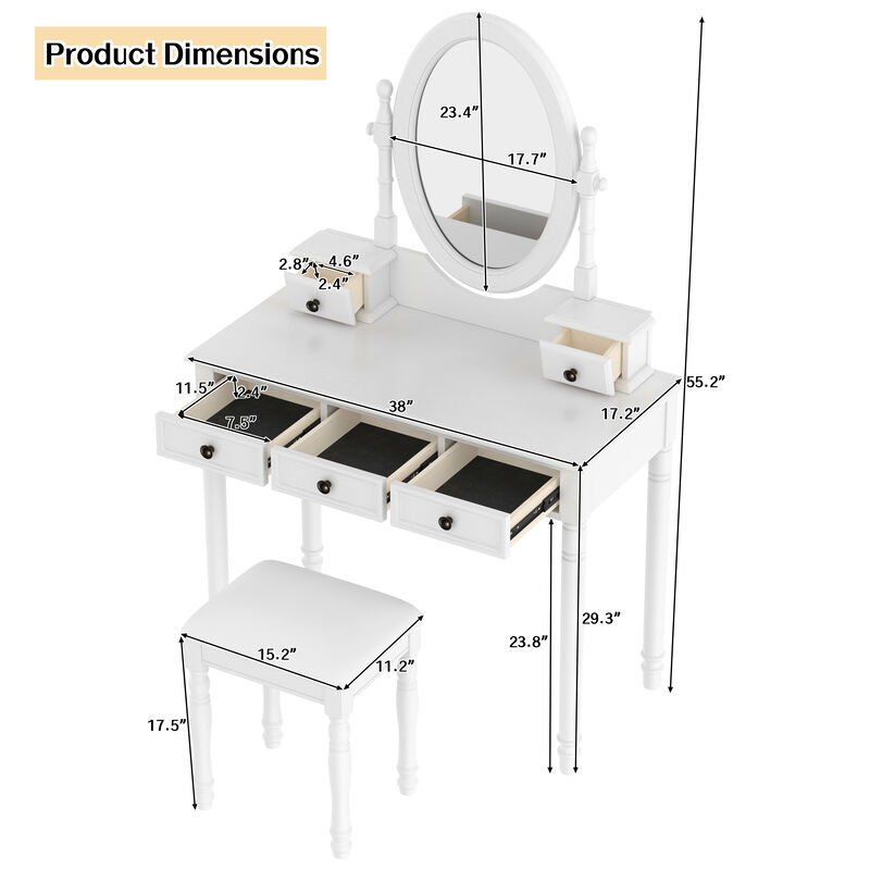 Merax Vanity Desk with Adjustable Angle Mirror