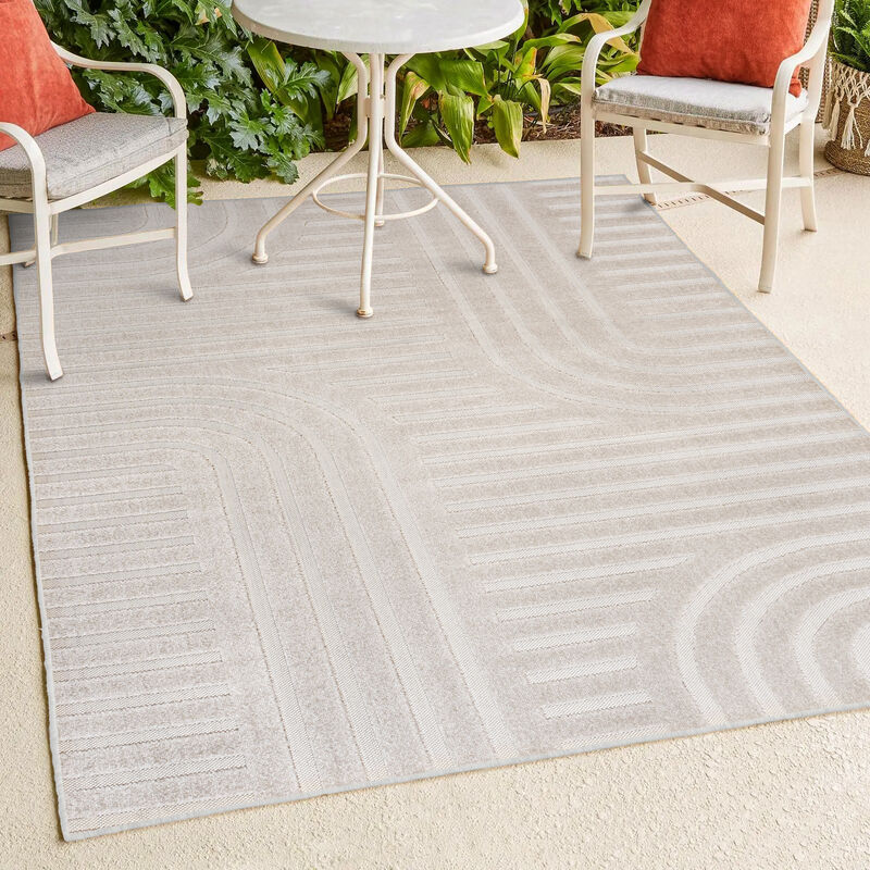 Anders MidCentury Modern Arch Stripe Two-Tone High-Low Indoor Area Rug