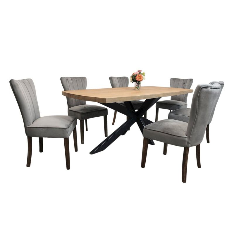 Logan 82 Dining Table, with 6 Cleo Mink Dining Chairs