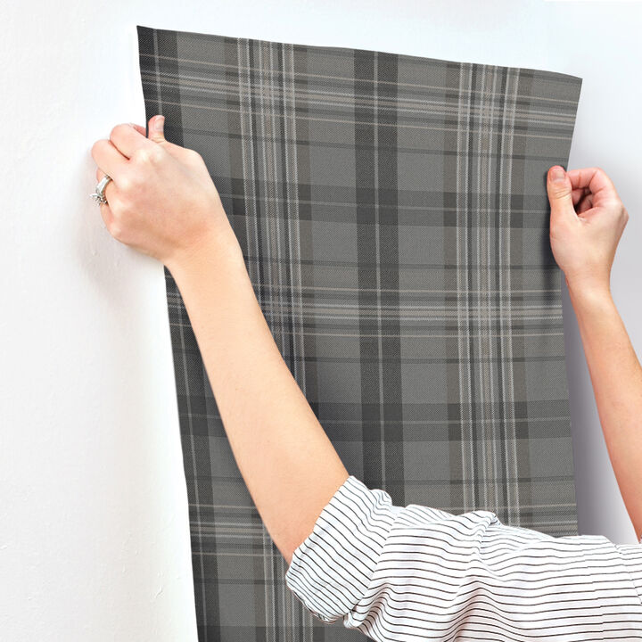 Austin Charcoal Plaid Wallpaper
