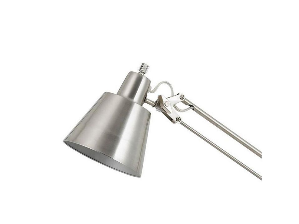 60W Metal Task Lamp with Adjustable Arms and Swivel Head, Set of 2, Silver - Benzara
