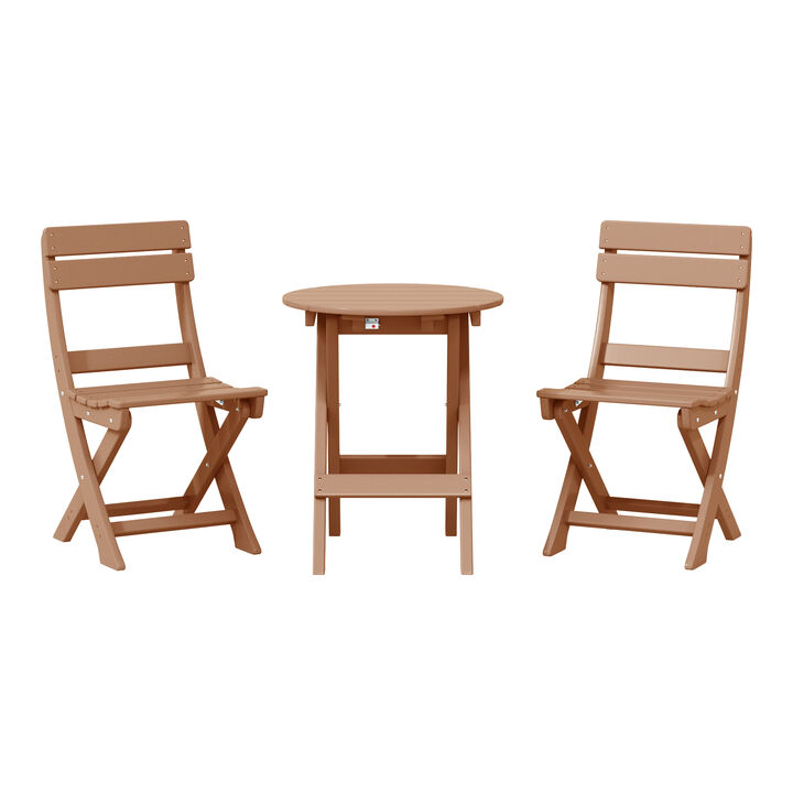 WestinTrends 3-Piece Outdoor HDPE Folding Patio Bistro Table and Chairs
