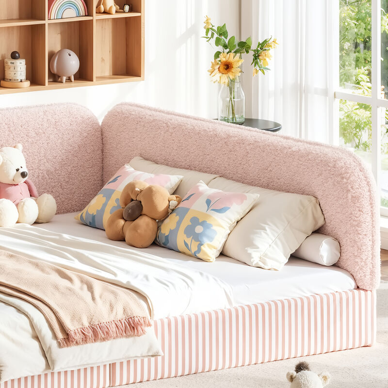 Vosang Teddy Boucl&eacute; Upholstered Kids Daybed Frame image number 8