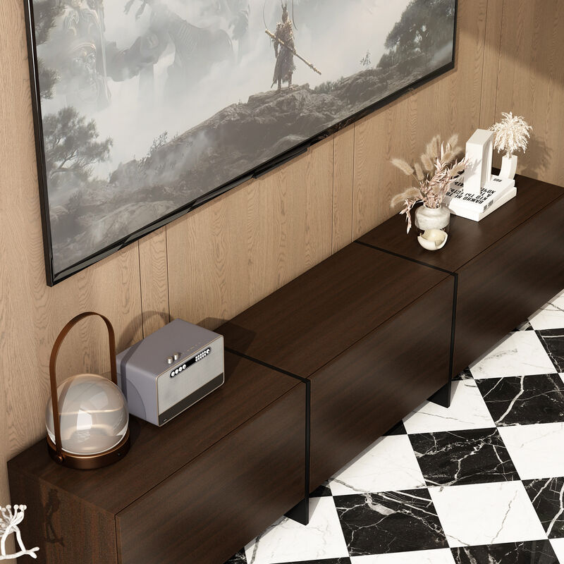 FUFU&GAGA Modern/Contemporary Dark Brown Tv Stand Integrated Tv Mount (Accommodates TVs more than 70-in),Brown