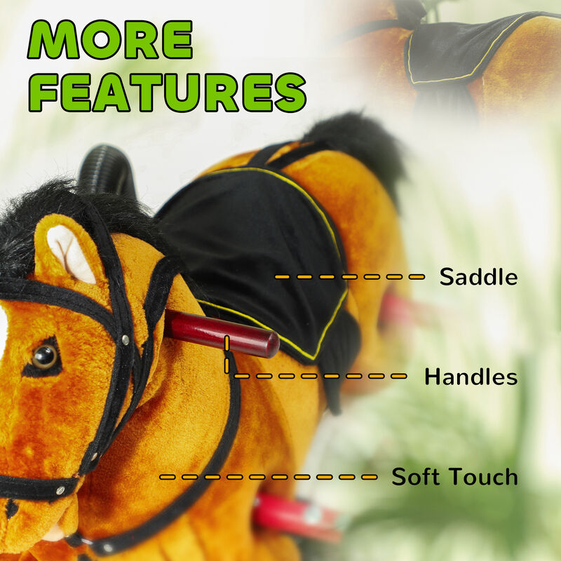 BreeBe Kids Plush Rocking Horse Ride-On with Sound Effects image number 5