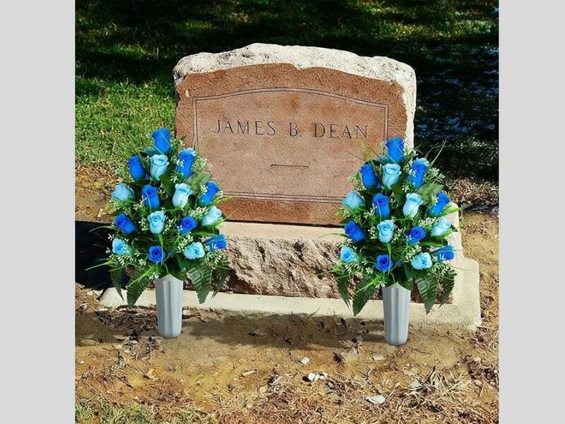 Blue Artificial Rose Flower Heads Vase Filler Cemetery Flowers image number 1