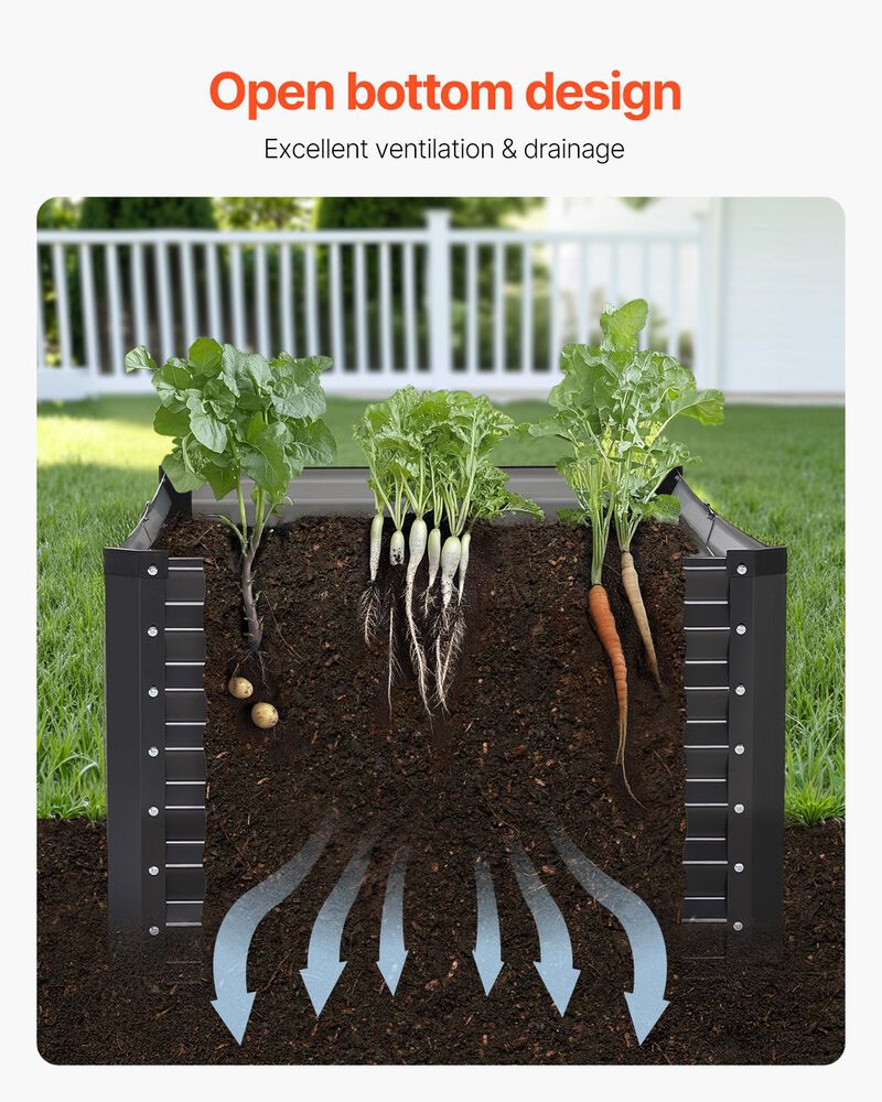 Galvanized Metal Raised Garden Bed for Outdoor Planting, Durable Planter Box