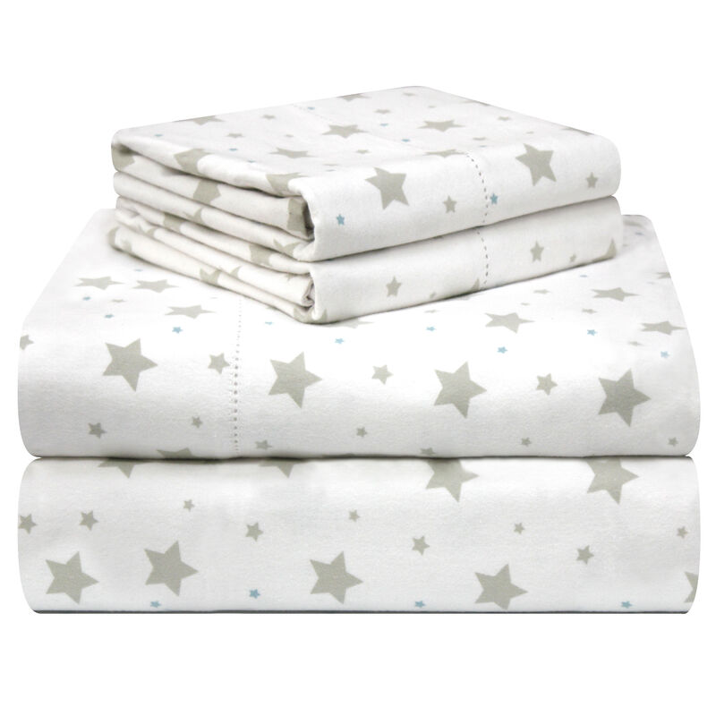 Pointehaven 180 GSM Velvet Feel Luxury Cotton Bunnies Printed Flannel Deep Pocket 4 pc Sheet Set, Full
