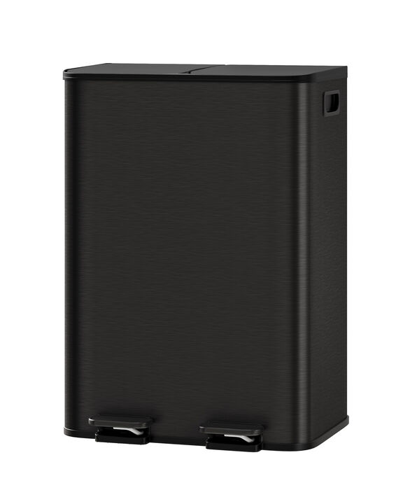 2&times;30L Dual Compartment Steel Step Trash Can, Soft Close Lid, Removable Inner Bucket, Odor Control Fingerprint Proof Recycling Bin