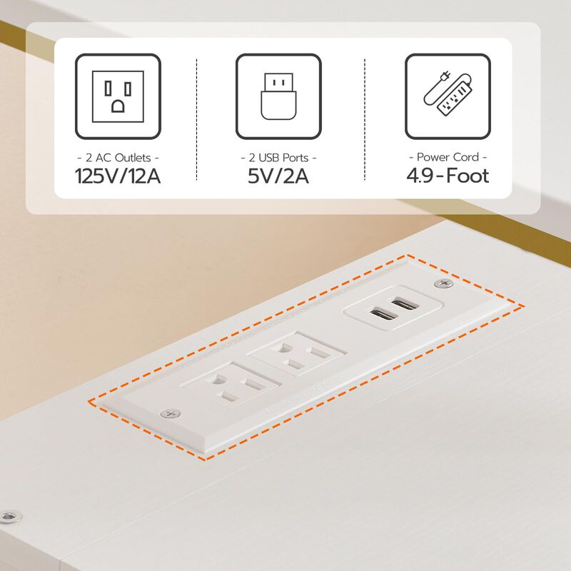 HOOBRO End Table with Charging Station, Bedside Table with 2 Drawer & USB Ports & Power Outlets, Nightstand for Small Spaces, St