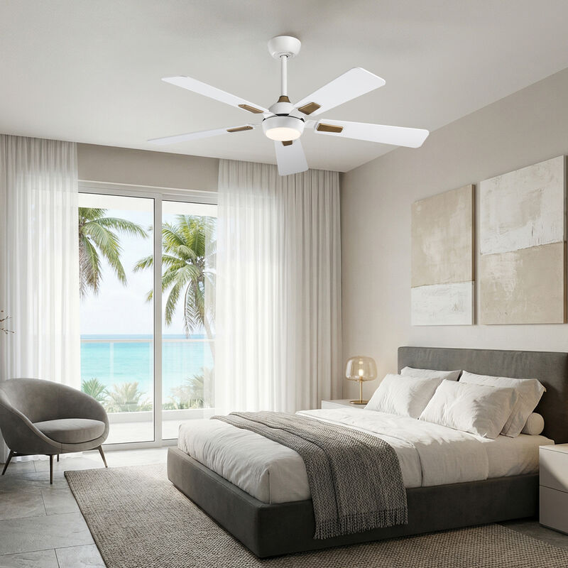 52" Modern Matte White Reversible Dimmable Smart Ceiling Fan with Light, APP Control and Remote image number 2