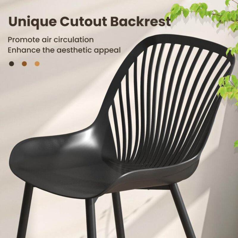 Hivvago Modern Kitchen Chairs with Metal Legs, Cutout Backrest, Curved Seat for Dining Room Home Office