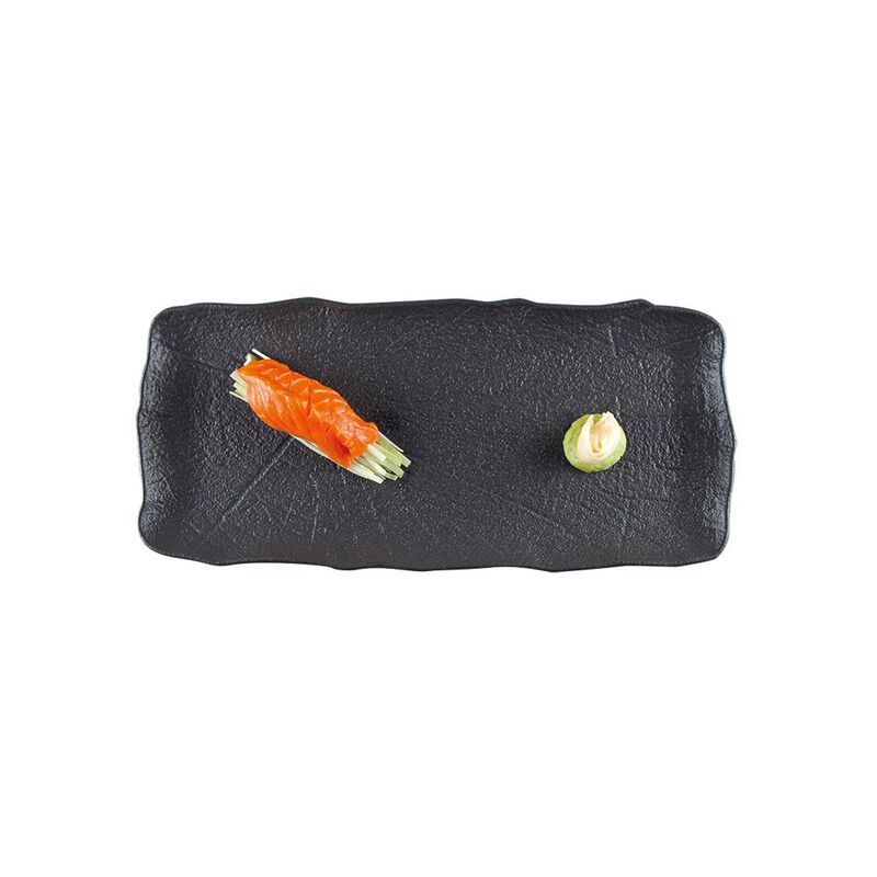 Shade 13.75" x 6" x h:0.75" Rectangular Black Porcelain Platter (Set of 2)