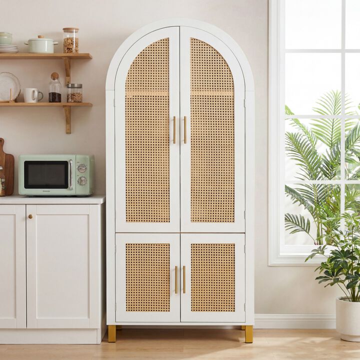 Arched Rattan Door Storage Cabinet