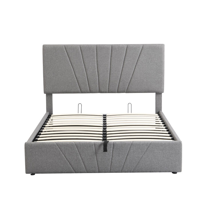 Merax Upholstered Platform bed with a Hydraulic Storage System
