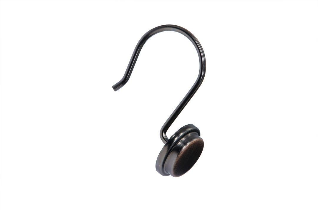 Utopia Alley Rust-Resistant Metal Shower Curtain Hooks, Decorative Round Base Design - Set of 12