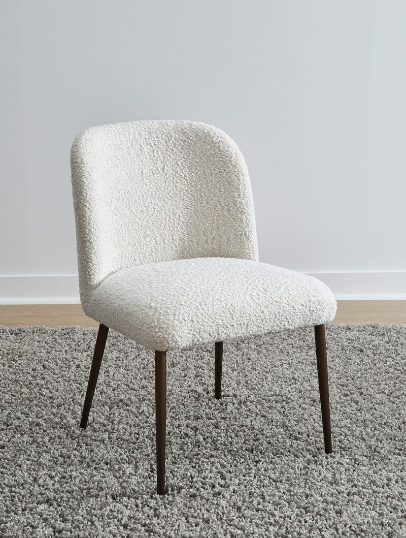 Avery Upholstered Dining Chair in Ricotta Boucle and Bronze Metal - Set of 2