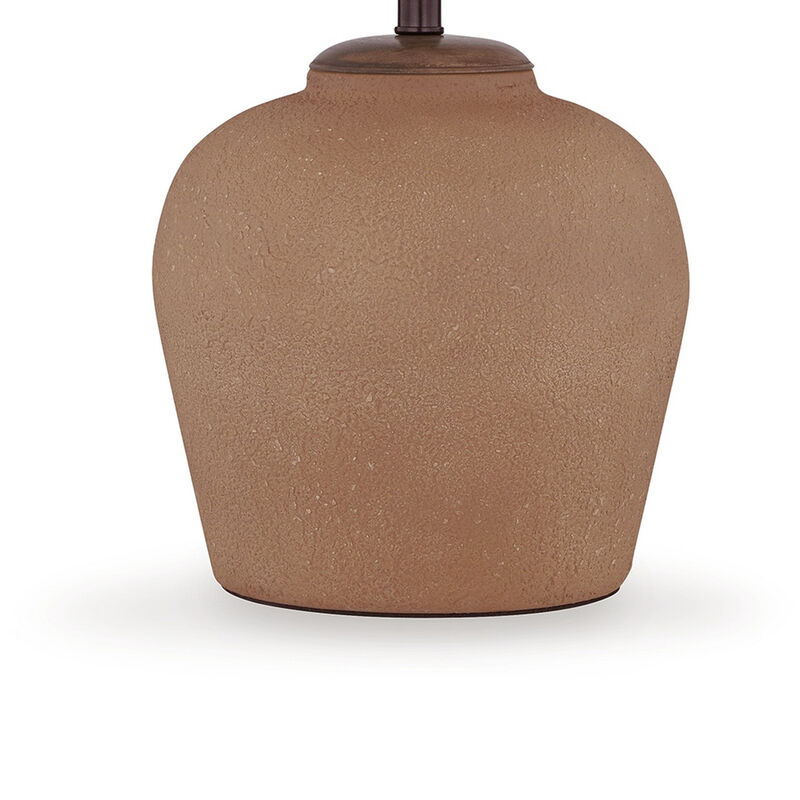 Tery Table Lamp, Empire Hardback Shade, Textured Rust Brown Metal Base - Benzara