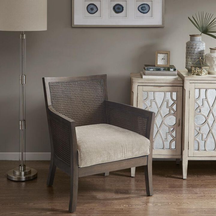Belen Kox Velvet Upholstered Accent Chair, Cream, Belen Kox