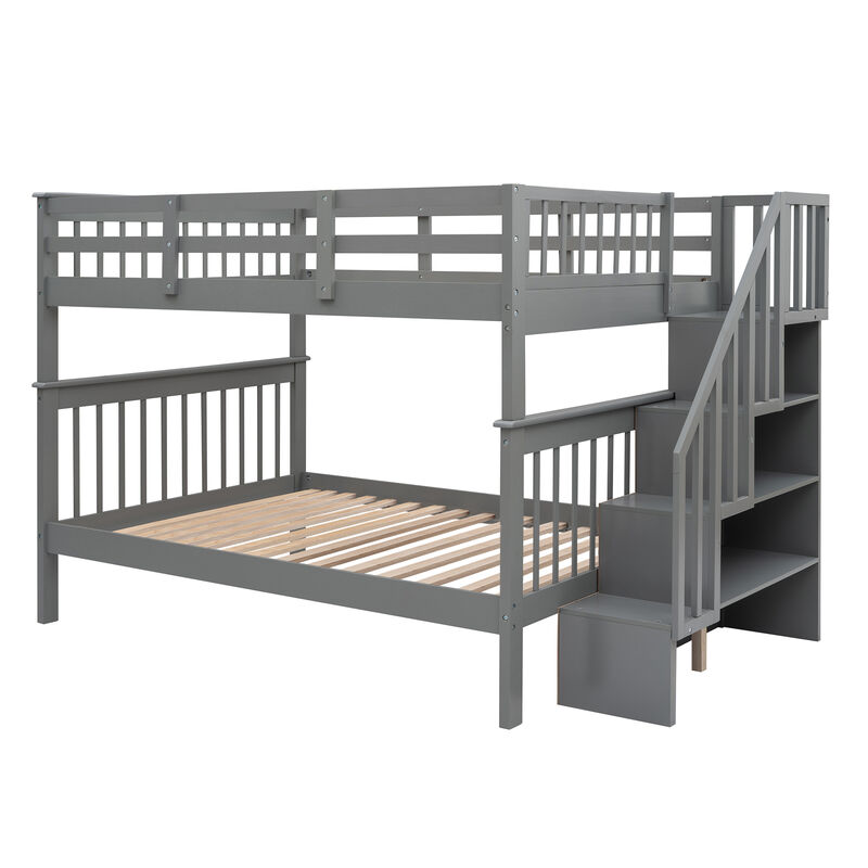 Merax Stairway Twin-Over-Twin Bunk Bed with Twin size Trundle