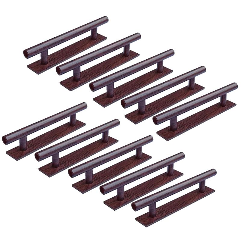 DBTHTSK 10 Pack Self-Stick Push Pull Helper ABS Plastic Wardrobe Handle Instant Cabinet Drawer Furniture Handles (Dark Brown)