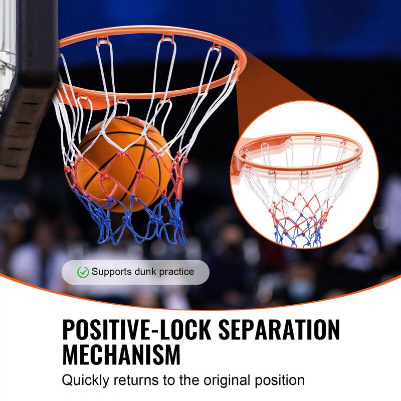 Standard Basketball Rim with Net, Wall Mounted Goal Replacement for Kids and Adults-Orange image number 6