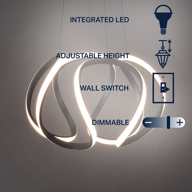 Euphoria 18.5" 1-Light Contemporary Designer Aluminum/Iron Scribble Integrated LED Pendant Light