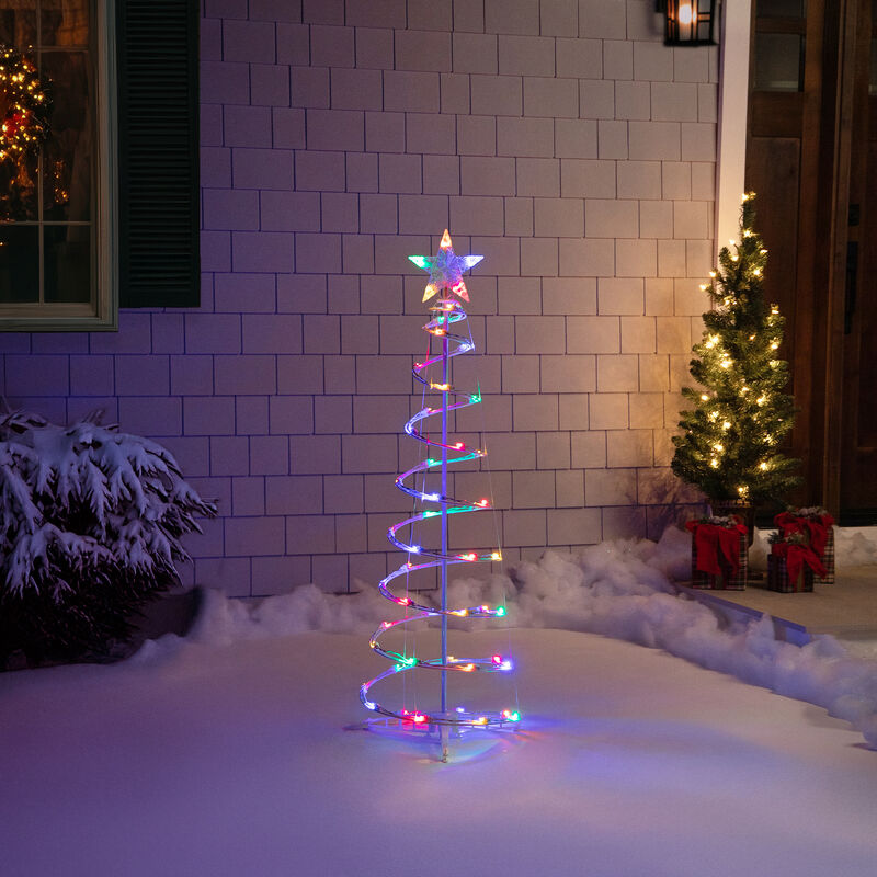4ft LED Lighted Spiral Cone Tree Outdoor Christmas Decoration  Multi Lights image number 2