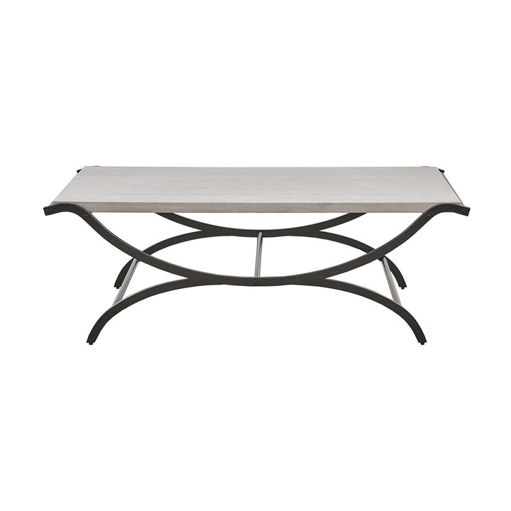 Gracie Mills Trent Modern Contrast Rectangular Coffee Table with Black Trestle Metal Base