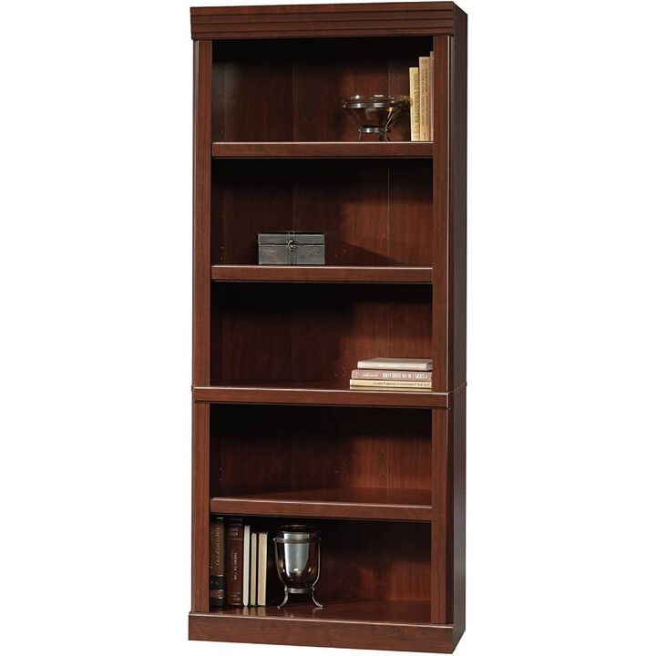 Tall 5-Shelf Wooden Bookcase for Living Room or Office Storage and Display