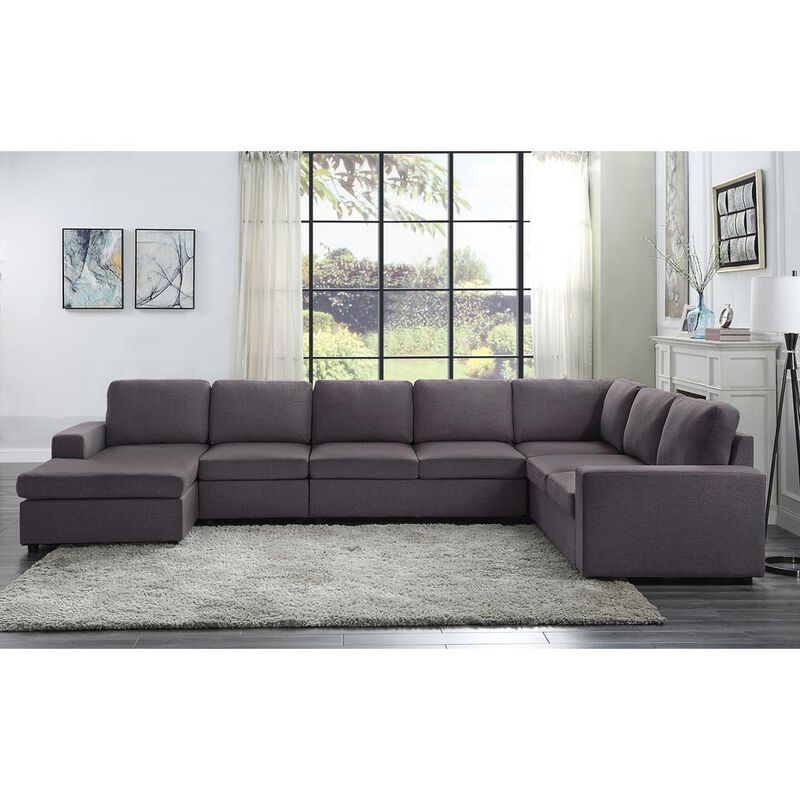 Lilola Home LILOLA Tifton Modular Sectional Sofa with Reversible Chaise in Dark Gray Linen