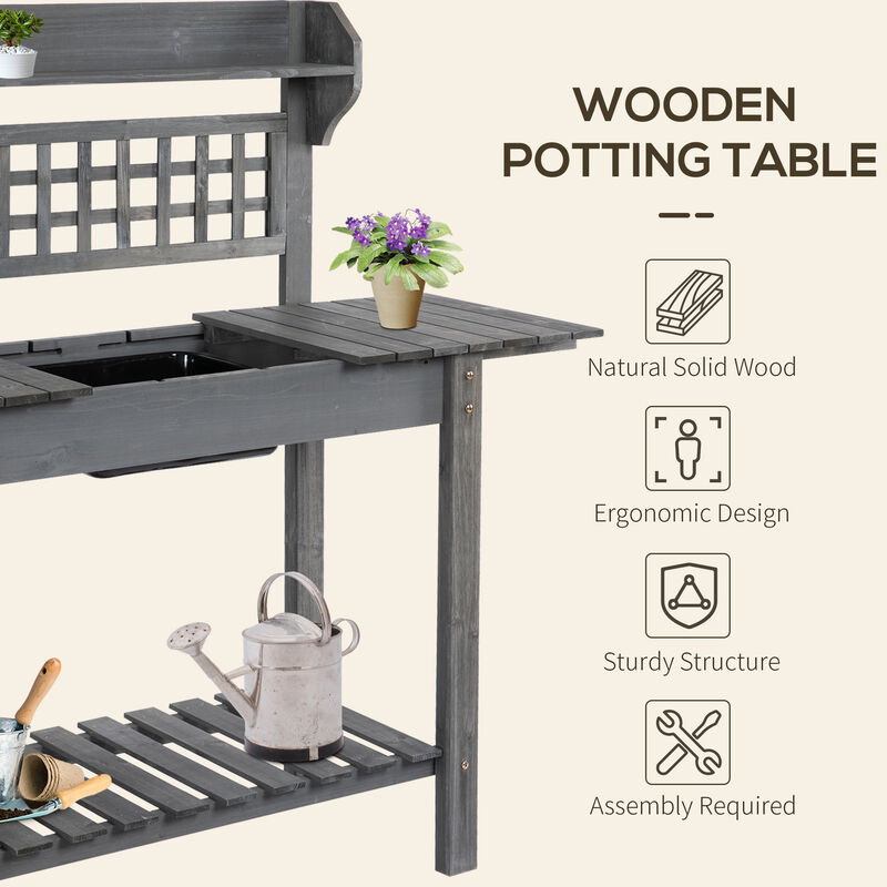 Hivvago Potting Bench Workstation for Garden, Patio, or Greenhouse image number 3