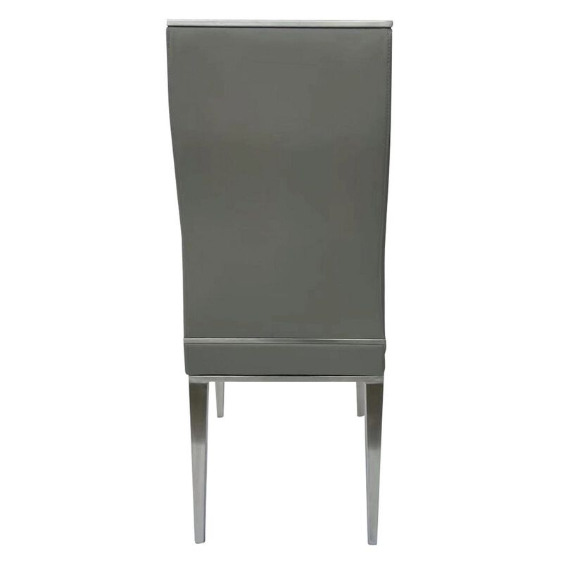 Bea 20 Inch Dining Chair, Set of 4, Stainless Steel, Faux Leather, Black - Benzara