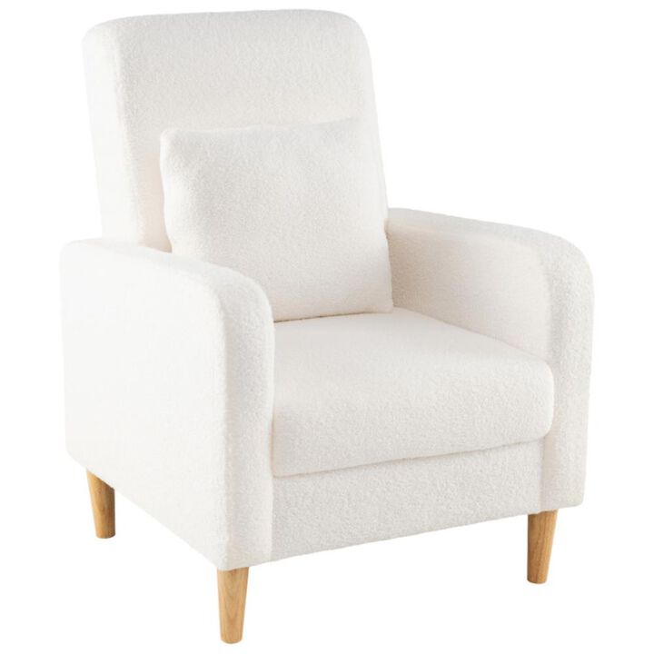 Modern Upholstered Sofa chair with Lumbar Pillow and Teddy Fleece Cover