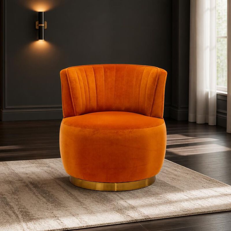 GOODSILO 360 Degree Swivel Barrel Accent Chair, Upholstered Round Armchair for Living Room, Bedroom, Office, Nursery, Lounge, Waiting Rooms image number 2