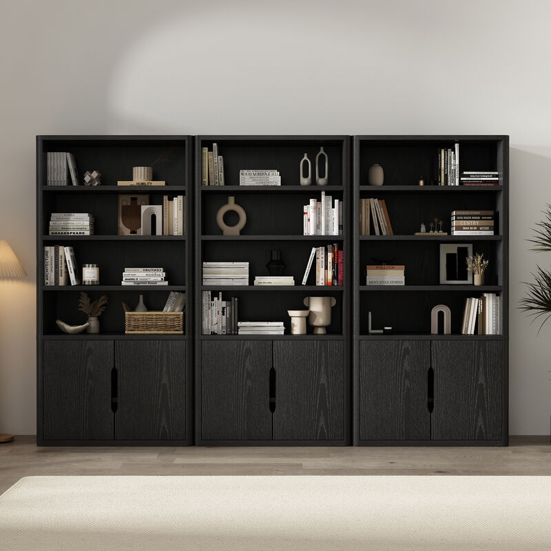 Rivington Black Bookcase Cabinet (Set of 3)
